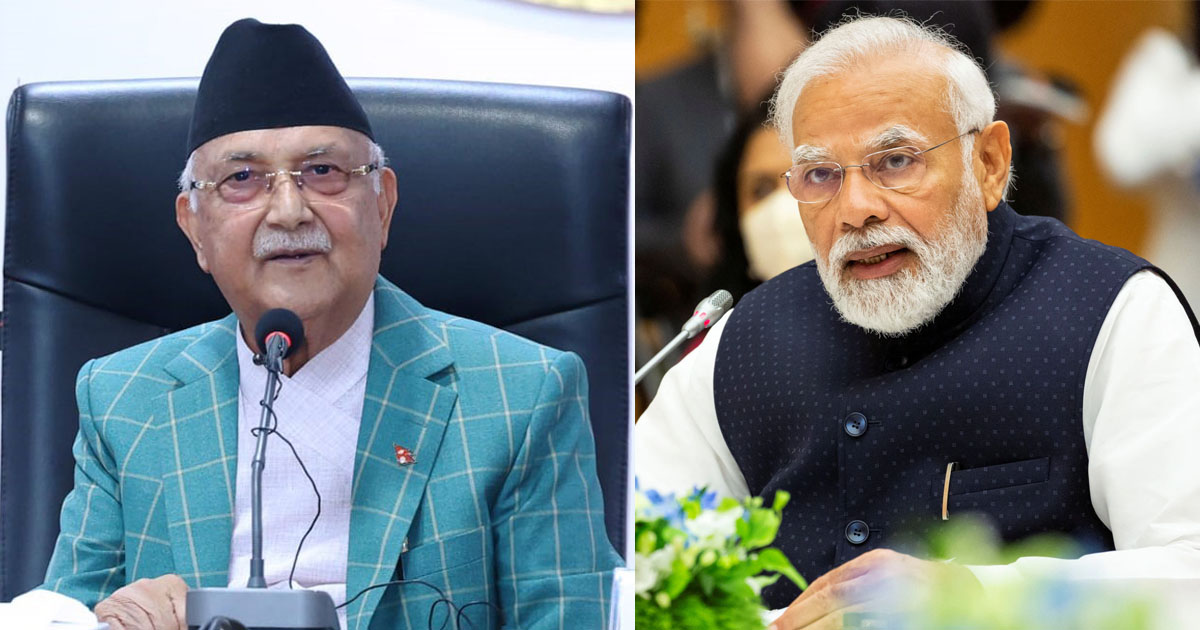 प्रधानमन्त्री केपी ओली र भारतका प्रधानमन्त्री नरेन्द्र मोदीबीच द्विपक्षीय भेटवार्ता
