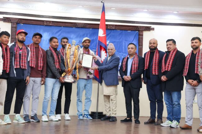 जनकपुर बोल्ट्सलाई प्रधानमन्त्रीको सम्मान, आयोजकलाई बधाई