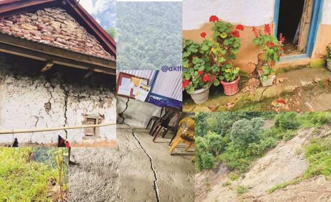 पहिरोले साँगुरीगढी -६ मोक्तेनका ९ घर अत्यन्तै जोखिममा, तत्काल स्थानान्तरण प्रक्रिया शुरु